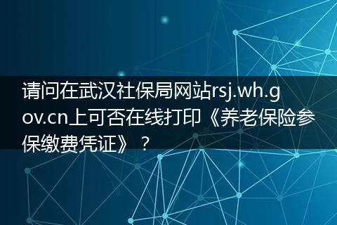 请问在武汉社保局网站rsj.wh.gov.cn上可否在线打印《养老保险参保缴费凭证》？