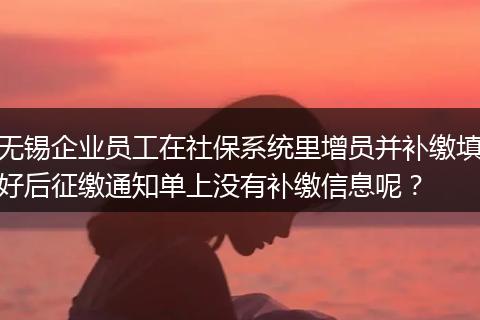 无锡企业员工在社保系统里增员并补缴填好后征缴通知单上没有补缴信息呢？