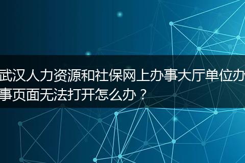 武汉人力资源和社保网上办事大厅单位办事页面无法打开怎么办？