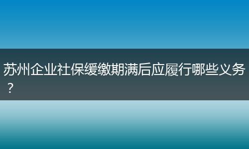 苏州企业社保缓缴期满后应履行哪些义务？