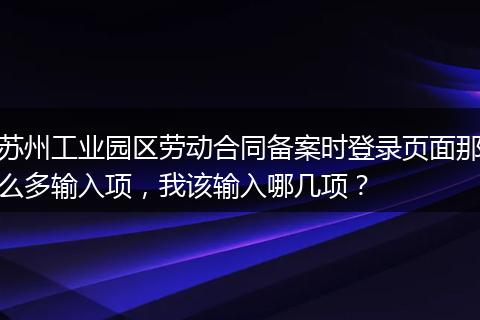 苏州工业园区劳动合同备案时登录页面那么多输入项，我该输入哪几项？