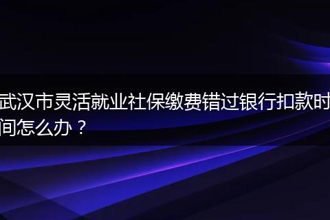 武汉市灵活就业社保缴费错过银行扣款时间怎么办？