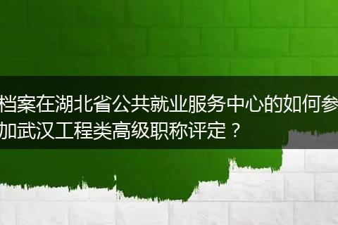 档案在湖北省公共就业服务中心的如何参加武汉工程类高级职称评定？