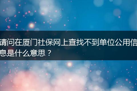 请问在厦门社保网上查找不到单位公用信息是什么意思？