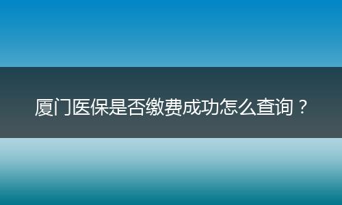 厦门医保是否缴费成功怎么查询？