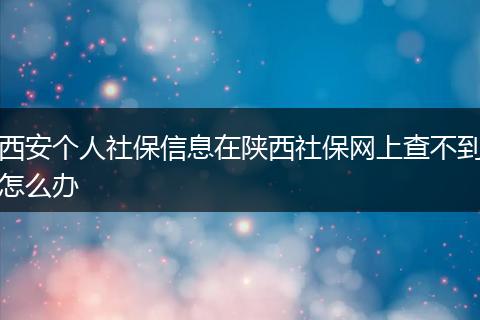 西安个人社保信息在陕西社保网上查不到怎么办
