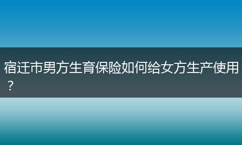 宿迁市男方生育保险如何给女方生产使用？