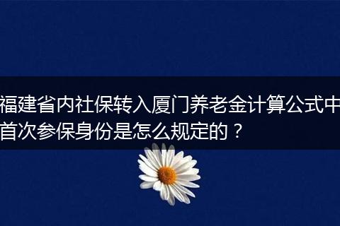 福建省内社保转入厦门养老金计算公式中首次参保身份是怎么规定的？