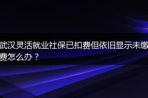 武汉灵活就业社保已扣费但依旧显示未缴费怎么办？
