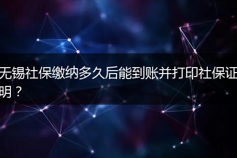 无锡社保缴纳多久后能到账并打印社保证明？