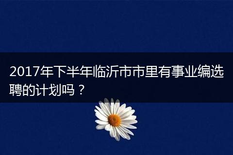 2017年下半年临沂市市里有事业编选聘的计划吗？