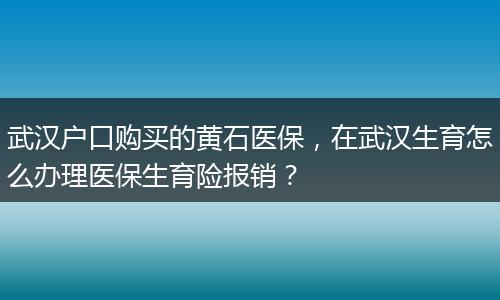 武汉户口购买的黄石医保，在武汉生育怎么办理医保生育险报销？