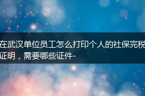 在武汉单位员工怎么打印个人的社保完税证明，需要哪些证件-