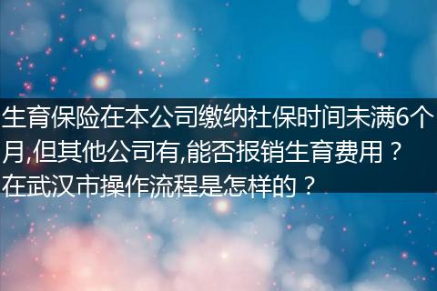 生育保险在本公司缴纳社保时间未满6个月,但其他公司有,能否报销生育费用？在武汉市操作流程是怎样的？
