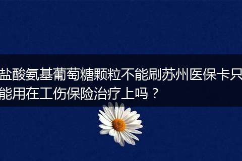 盐酸氨基葡萄糖颗粒不能刷苏州医保卡只能用在工伤保险治疗上吗？