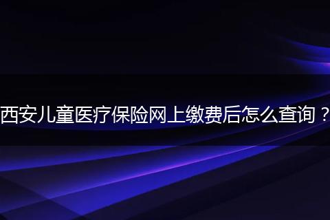 西安儿童医疗保险网上缴费后怎么查询？