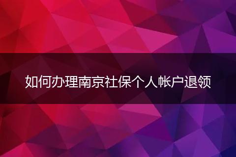 如何办理南京社保个人帐户退领