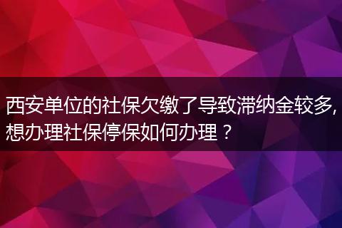 西安单位的社保欠缴了导致滞纳金较多,想办理社保停保如何办理？