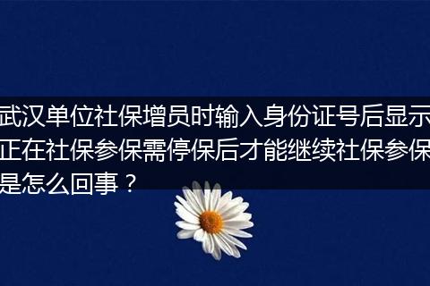 武汉单位社保增员时输入身份证号后显示正在社保参保需停保后才能继续社保参保是怎么回事？
