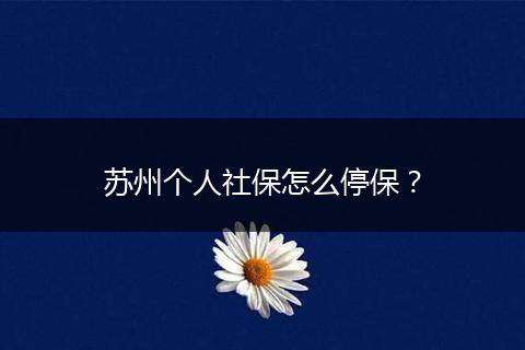 苏州个人社保怎么停保？