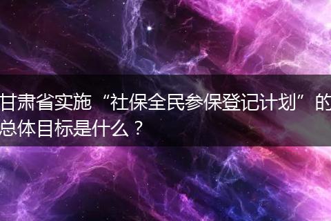 甘肃省实施“社保全民参保登记计划”的总体目标是什么？