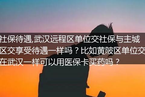 社保待遇,武汉远程区单位交社保与主城区交享受待遇一样吗？比如黄陂区单位交在武汉一样可以用医保卡买药吗？