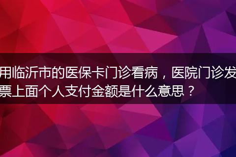 用临沂市的医保卡门诊看病，医院门诊发票上面个人支付金额是什么意思？