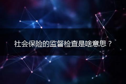 社会保险的监督检查是啥意思？