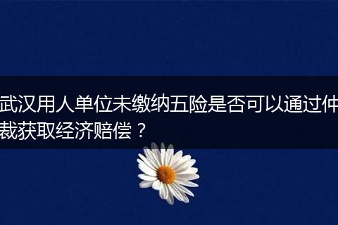 武汉用人单位未缴纳五险是否可以通过仲裁获取经济赔偿？