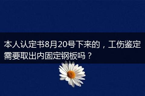 本人认定书8月20号下来的，工伤鉴定需要取出内固定钢板吗？