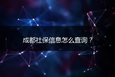 成都社保信息怎么查询？