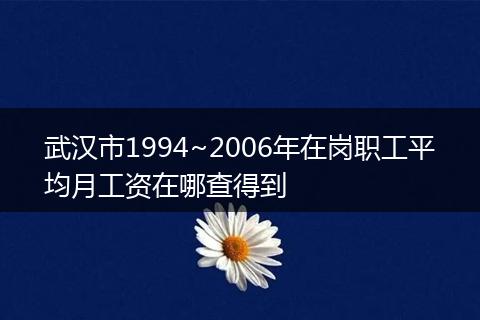 武汉市1994~2006年在岗职工平均月工资在哪查得到