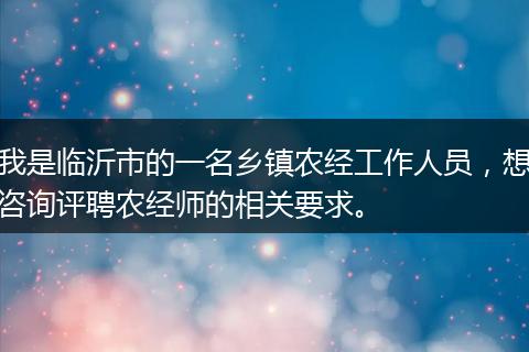 我是临沂市的一名乡镇农经工作人员，想咨询评聘农经师的相关要求。