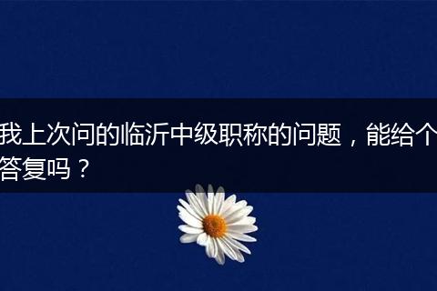 我上次问的临沂中级职称的问题，能给个答复吗？