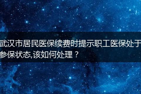 武汉市居民医保续费时提示职工医保处于参保状态,该如何处理？