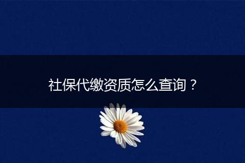 社保代缴资质怎么查询？