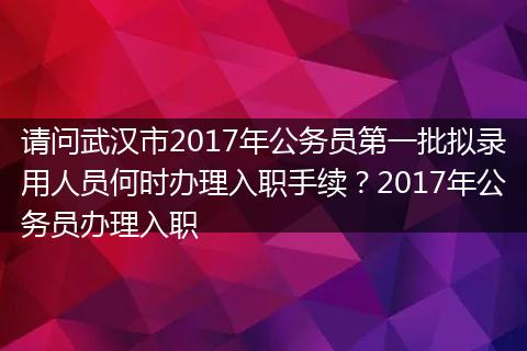 请问武汉市2017年公务员第一批拟录用人员何时办理入职手续？2017年公务员办理入职