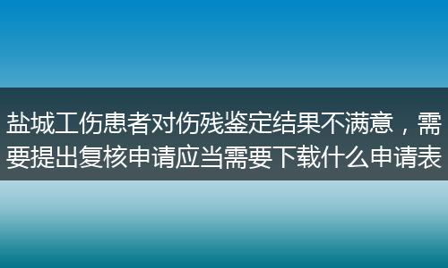 盐城工伤患者对伤残鉴定结果不满意，需要提出复核申请应当需要下载什么申请表