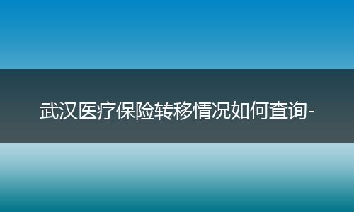 武汉医疗保险转移情况如何查询-