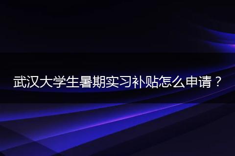 武汉大学生暑期实习补贴怎么申请？