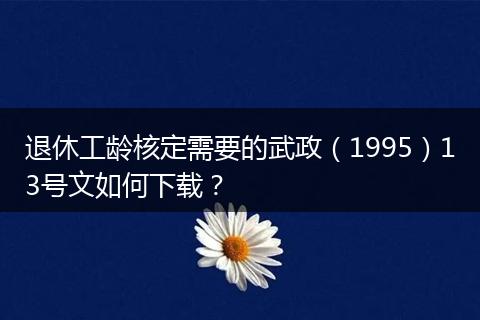 退休工龄核定需要的武政（1995）13号文如何下载？