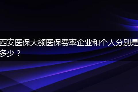 西安医保大额医保费率企业和个人分别是多少？