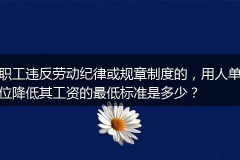 职工违反劳动纪律或规章制度的，用人单位降低其工资的最低标准是多少？