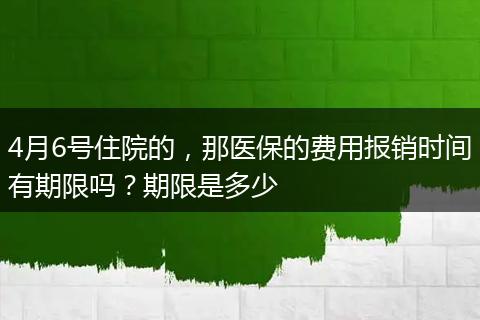 4月6号住院的，那医保的费用报销时间有期限吗？期限是多少