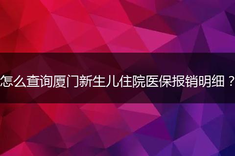 怎么查询厦门新生儿住院医保报销明细？