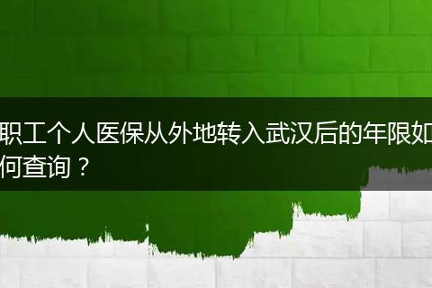 职工个人医保从外地转入武汉后的年限如何查询？