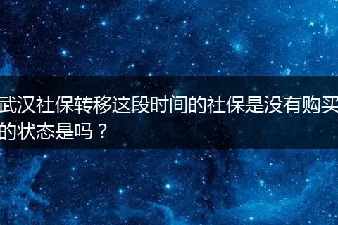 武汉社保转移这段时间的社保是没有购买的状态是吗?