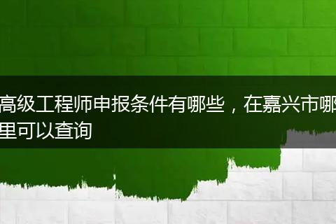 高级工程师申报条件有哪些，在嘉兴市哪里可以查询