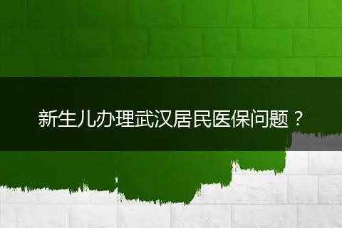 新生儿办理武汉居民医保问题?