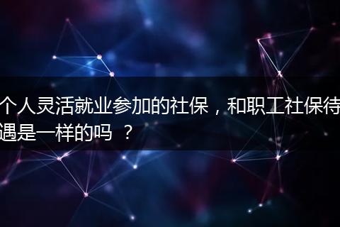 个人灵活就业参加的社保，和职工社保待遇是一样的吗 ？